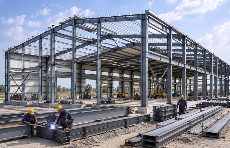 Mild Steel Prefabricated Building Fabrication Service